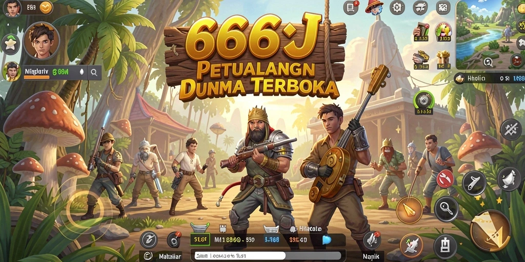 Screenshot utama 666J menampilkan gameplay eksplorasi dalam dunia terbuka.