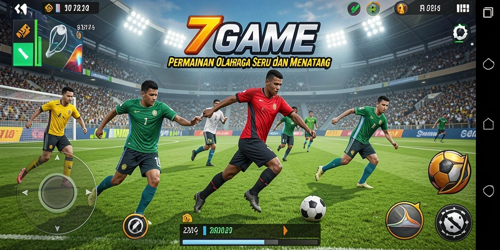 Tampilan utama gameplay 7GAME yang penuh aksi olahraga.