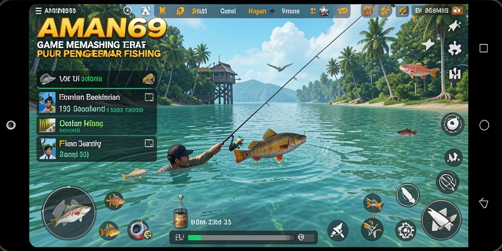 Tampilan gameplay AMAN69 dengan momen memancing yang mendebarkan.