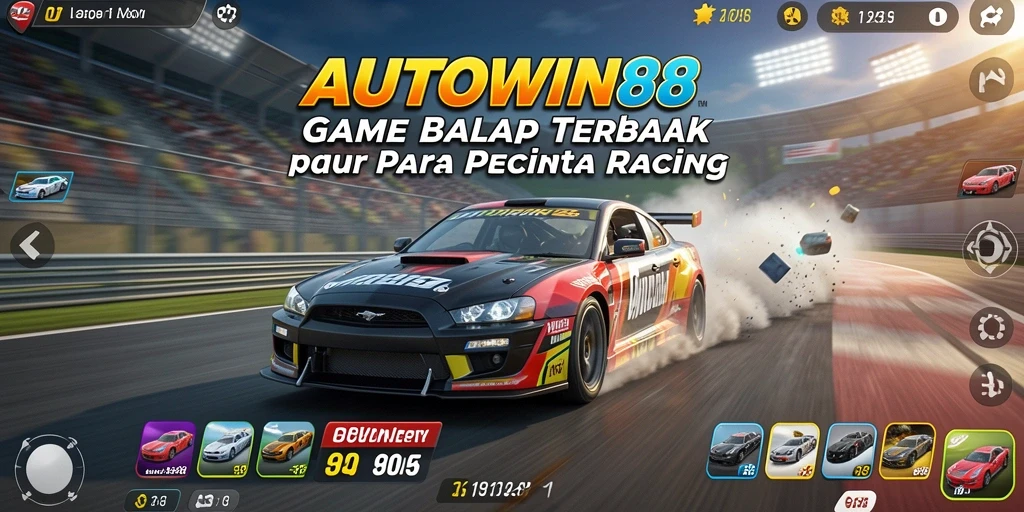 Gameplay seru dan cepat dari AUTOWIN88 saat berlomba di lintasan balap.
