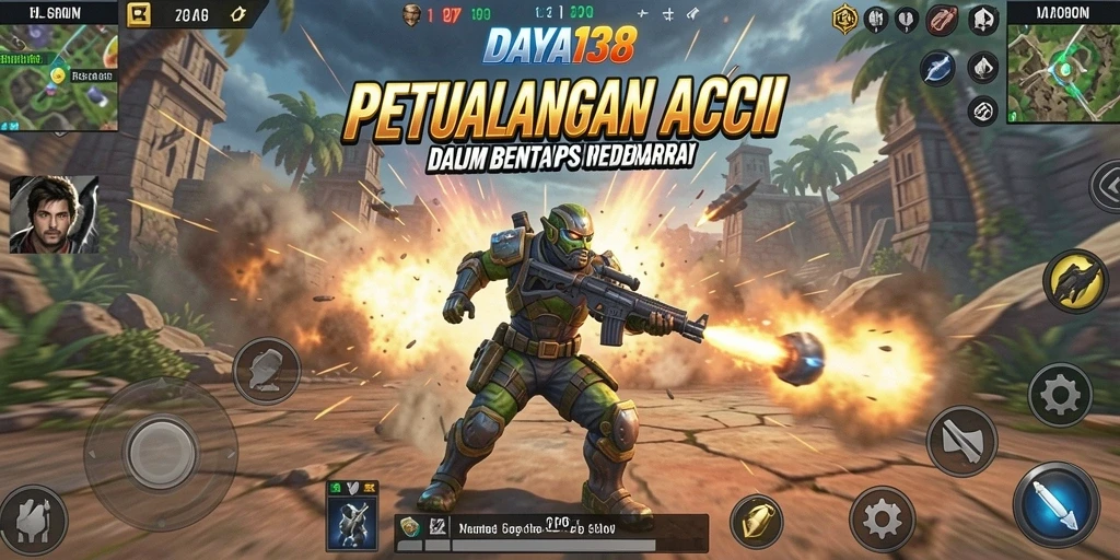 Tampilan gameplay mendebarkan dari DAYA138 dalam aksi TPS.