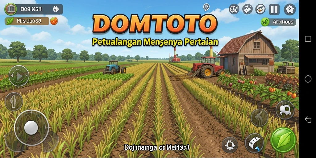 Tampilan gameplay DOMTOTO dengan aktivitas seru bertani.