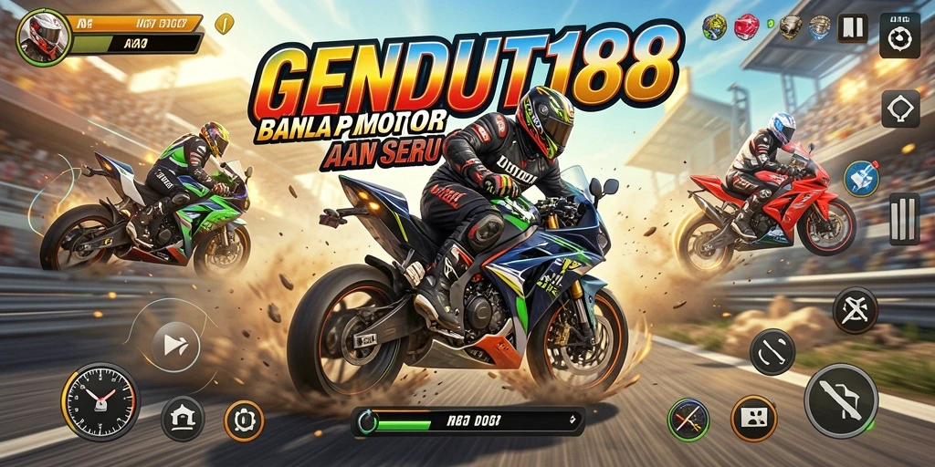 Tampilan menarik dari gameplay GENDUT188 saat balapan motor.