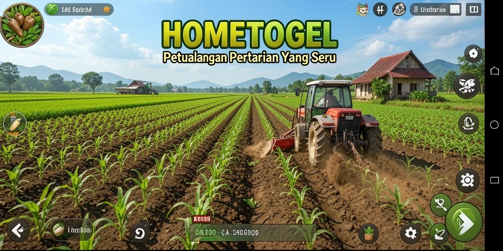 Screenshot gameplay menunjukkan suasana bertani yang menarik di HOMETOGEL.