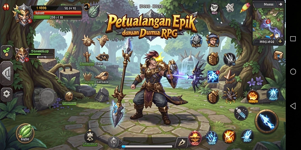 Screenshot ID098 menampilkan aksi seru dalam pertempuran RPG.