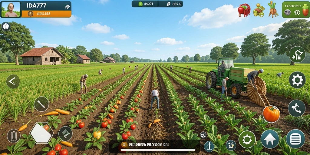 Screenshot gameplay IDA777 menunjukkan aktivitas seru bertani.