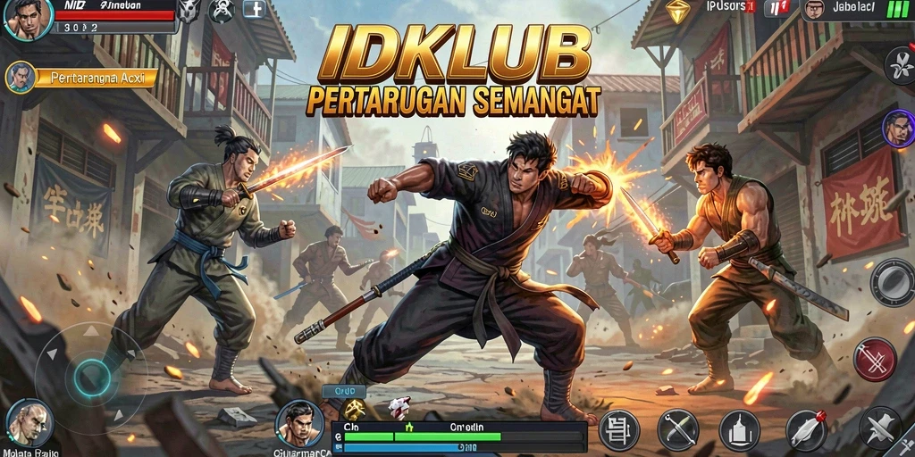 Screenshot gameplay IDKLUB menampilkan aksi pertempuran yang mendebarkan.