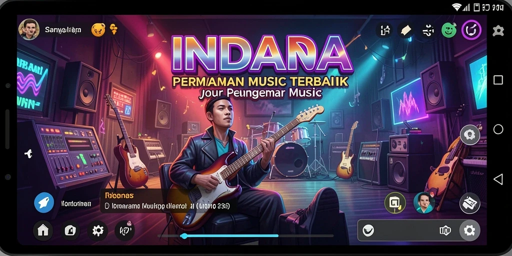 Tampilan gameplay INDAAA yang menarik dengan berbagai lagu musik.