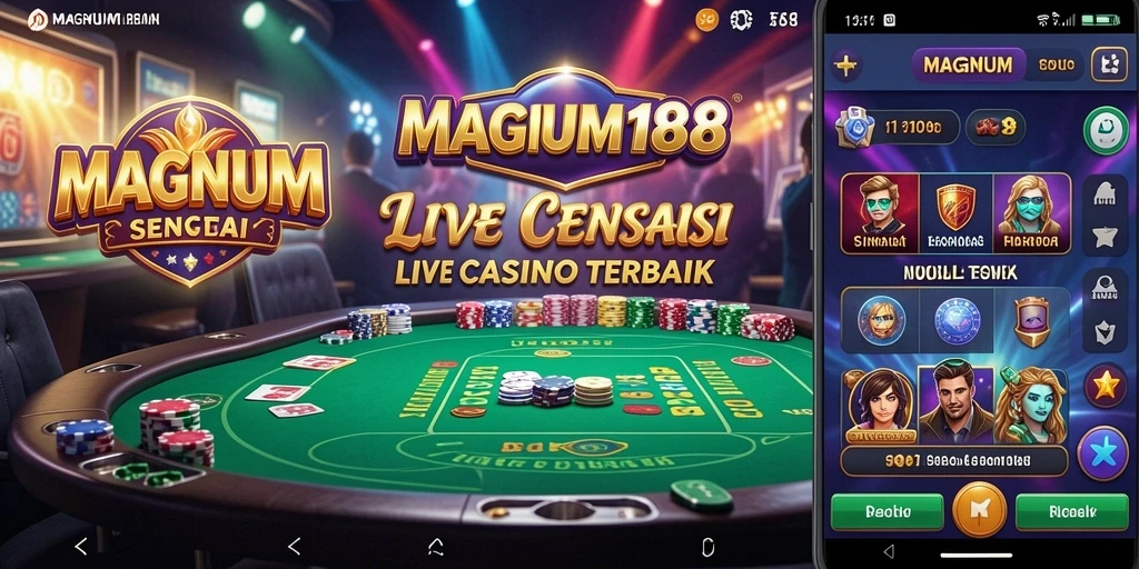 Tampilan gameplay MAGNUM188 dengan dealer langsung dan suasana kasino yang menegangkan.