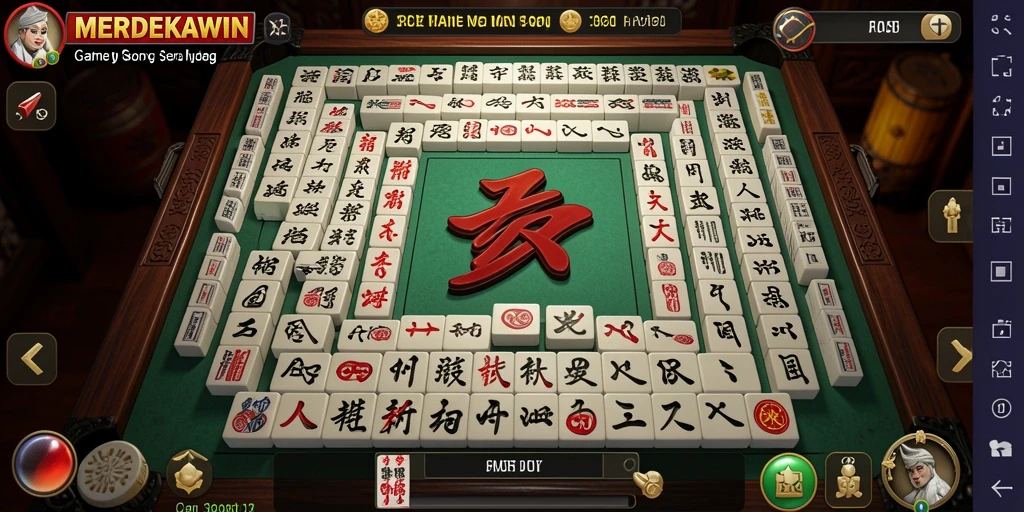 Tampilan gameplay seru dari MERDEKAWIN yang menampilkan keseruan Mahjong.