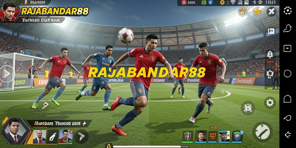 Screenshot gameplay RAJABANDAR88 menampilkan aksi pertandingan olahraga yang seru.
