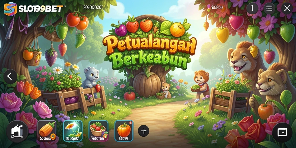 Screenshot utama SLOT99BET menampilkan gameplay bertani yang interaktif dan menyenangkan.