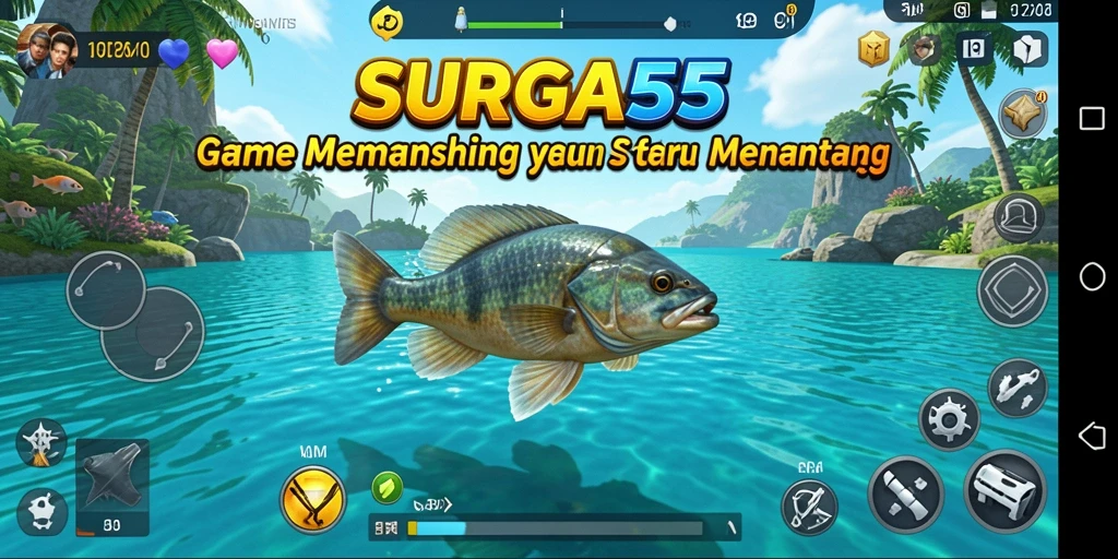 Tampilan gameplay yang memikat dengan aksi memancing yang seru.