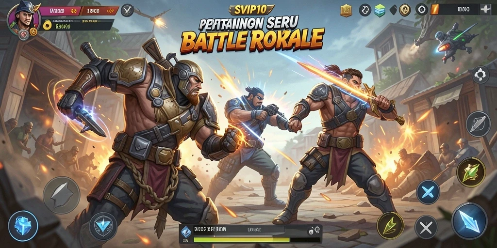 Tampilan gameplay seru SVIP10 dalam pertempuran Battle Royale.