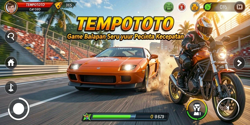 Tampilan gameplay menarik dalam balapan di TEMPOTOTO.