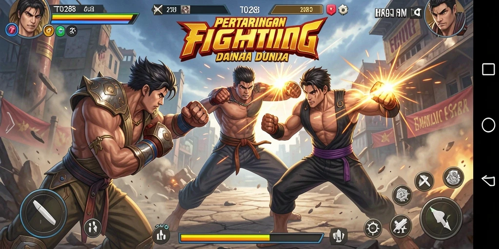 Gameplay TO288 dengan karakter bertarung di arena yang menegangkan.