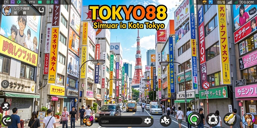 Screenshot gameplay TOKYO88 menampilkan aktivitas seru di kota Tokyo.