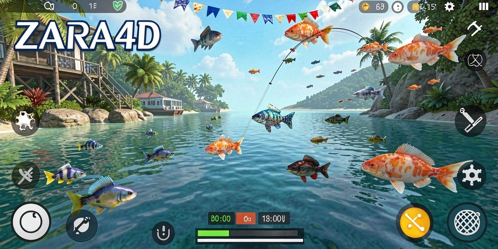 Tampilan gameplay menarik dari ZARA4D saat memancing.
